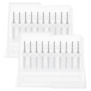 HARFINGTON 2 Set 20pcs PCB Drill Bit Set 18 Shank 15mm Tungsten Carbide Micro Twist Drill Bits Tools for Print Circuit Board Jewelry Plastic Wood Soft Metal
