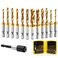 THINKWORK Combination Drill Tap Tap Bit Set 3in1 Titanium Coated Screw Tapping Bit Tool for Drilling Tapping Countersinking with QuickChange Adapter 13 PCS SAEMetric