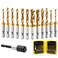 THINKWORK Combination Drill Tap Tap Bit Set 3in1 Titanium Coated Screw Tapping Bit Tool for Drilling Tapping Countersinking with QuickChange Adapter 13 PCS SAEMetric