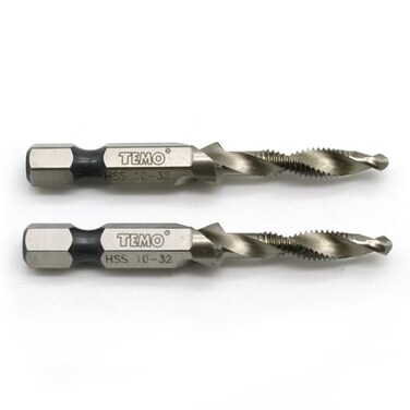 TEMO 2 pc 1032 Combination Drill and Tap Multi Use Deburr Countersink Hex Bit
