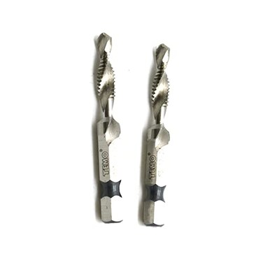 TEMO 2 pc 1224 Combination Drill and Tap Multi Use Deburr Countersink Hex Bit