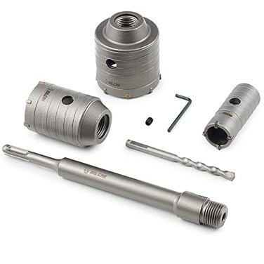 ZELCAN Hole Saw Kit 4pc Drill Hole Cutter Set with 30 50 65mm Hole Drill Bits for SDS Plus Hammer Drills Circle Drill Bits Hole Saw Set for Concrete Brick Cement Stone Wall Drilling Home Improvement