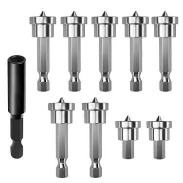 Saipe 10pcs Drywall Screw Depth Setter PH2 Magnetic Positioning Screwdriver Bits 14 Inch Hex Shank Drywall Screw Driver Bit Set with 60mm Extension Socket Drill Bit Holder for Plasterboard