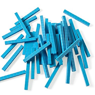 hand2mind Blue Plastic Base Ten Blocks Rods Set Place Value Blocks Counting Cubes Base 10 Math Manipulatives Teacher Supplies for Math Classroom Montessori Math Materials Set of 50