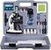 AmScope 120X1200X 52pcs Beginner Microscope STEM Kit with Metal Body Microscope Plastic Slides LED Light and Carrying Box M30ABSKT2WWhite