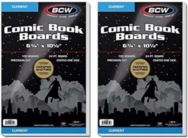 BCW Current Comic Book Backing Boards 200 Pack 24 pt Coated Buffered with 3 Calcium Carbonate Precision Cut for Current Comic Bags LongTerm Comic Book Storage