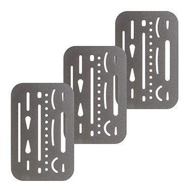 Pacific Arc Professional Erasing Shield Solid Stainless Steel with 26 Openings 3 Pack