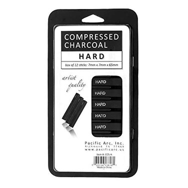 Pacific Arc Compressed Charcoal Sticks Hard 12 Pack for Drawing Sketching and Shading