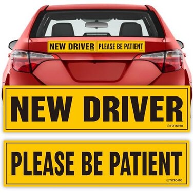 TOTOMO New Driver Magnet for Car Sign 2Pack New Driver Please Be Patient Large 12 x 3 x 01 Reflective Magnets for Student or Rookie Learner Drivers Removable Reusable
