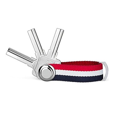 ERCRYSTO Compact Key Holder Stylish Practical Pocket Key Organizer With Secure Locking Mechanism RedWhiteBlue