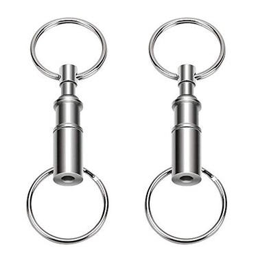 Onwon 2 Pieces Quick Release Keychain Detachable Pull Apart Key Rings Keychains Removable Handy Keying Double Spring Split Snap Seperate Chain Lock Holder Convenient Accessory