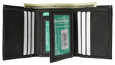 MARSHAL 100 Leather Trifold Mens Wallet Black 961107