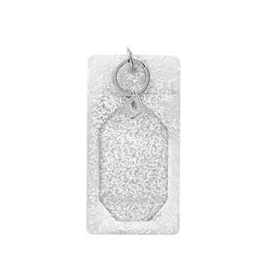 Oventure Silver Confetti Silicone ID Badge Holder Glitter Lanyard ID Case with Clear Window Split Ring Card Holder for Teachers Nurses Students