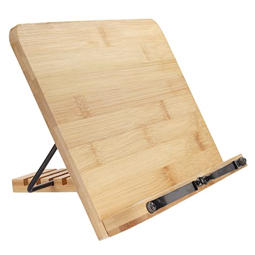 Bamboomn Bamboomn Bamboo Book Stand For Cookbooks Reading Cell Phone Art Sheet Music Tablet Portab