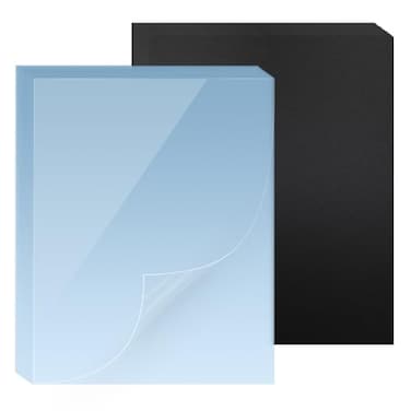 HOUYEE 100 Pack Binding Covers Set 85x11 Inches Including 50 Pcs 8 Mil Clear Binding Covers 50 Pcs 12 Mil Black Sand Plastic