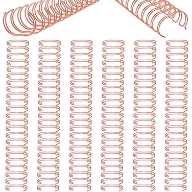 Zonon 6 Pieces Binding Wire Twin Loop Spines Double Loop Binding Wire 1 Inch Cinch Diameter 23 Holes for Teacher Student Document Notebook MakingRose Gold