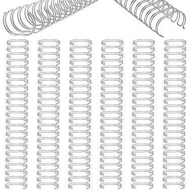 Zonon 6 Pieces Binding Wire Twin Loop Spines Double Loop Binding Wire 1 Inch Cinch Diameter 23 Holes for Teacher Student Document Notebook MakingSilver