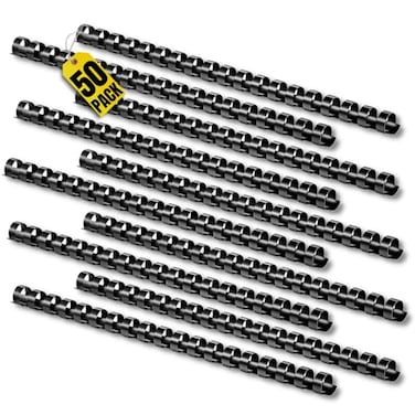 1InTheOffice Comb Binding Spines 85x11 Ring Plastic Binding Comb Black Comb Spines 12 Diameter 50Pack