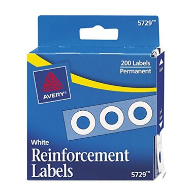 Avery Dispenser Pack Hole Reinforcements 025 Dia White 200Pack 5729