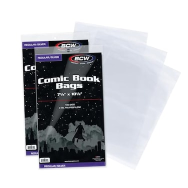 BCW Silver Age Comic Bags 200 Pack AcidFree Archival Comic Book Bags for Silver Age Comics Crystal Clear Comic Book Bags for Collection Storage