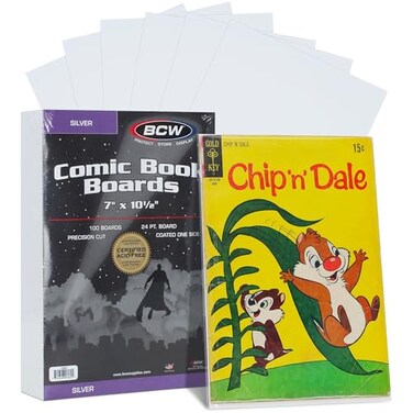 BCW Silver Comic Book Backing Boards 7 x 105 200 Pack Certified AcidFree Comic Book Boards for Fabric Storage Silver Age Comic