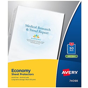Avery SemiClear Economy Sheet Protectors Top Load 50 Document Protectors 74098