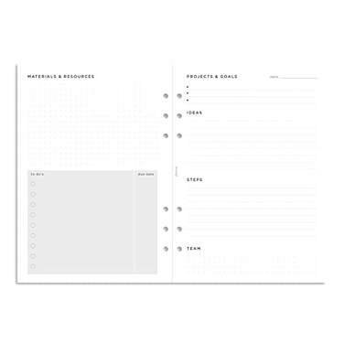 Filofax Organizer Refill A5 Size Project Management Pack White Paper 826 x 582 56 Sheets B132685