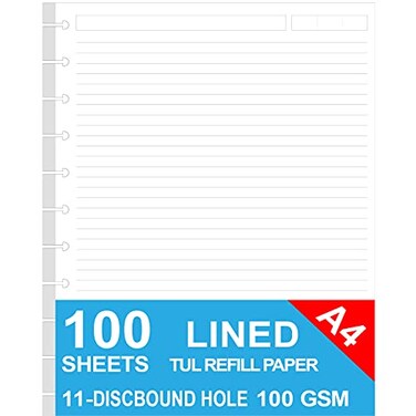 Nokingo Letter Size Discbound Refill Paper Disc Paper for TUL Custom NoteTaking System Discbound Planner Inserts 100 Sheets200 Pages White Disc Lined Arc Papers Refills 85 x 11 IN