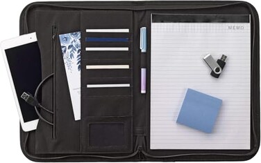 SMEAD Smead Nylon Covered Pad Folio Zipper Closure Letter Size Black Includes Lined Notepad 85845