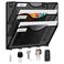 EasyPAG 3 Pocket Mesh Wall File Organizer with Key Hooks Hanging Paper Folder Holder with Classify Label Vertical Wall Mount Mail Organizer for Office Home Classroom Black