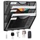 EasyPAG 3 Pocket Mesh Wall File Organizer with Key Hooks Hanging Paper Folder Holder with Classify Label Vertical Wall Mount Mail Organizer for Office Home Classroom Black