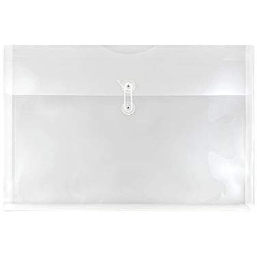 JAM Paper JAM PAPER Plastic Envelopes with Button String Tie Closure Large Booklet 12 x 18 Clear 12Pack