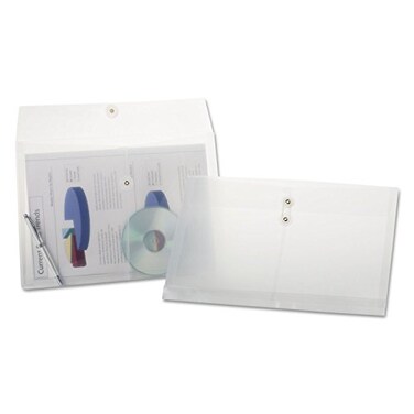 Pendaflex Expandable Poly String and Button Booklet Envelope 145 x 9 Inches Clear 3 per Pack 638143