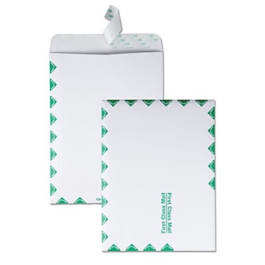 Quality Park 9 x 12 Catalog Mailing Envelopes First Class Border RediStrip Self Seal Envelope Closure 28 lb White Wove Paper 100 per Box QUA44534