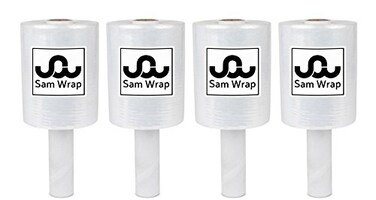 SAM WRAP Sam Wrap R Stretch Wrap 5 x 1000 Roll With Handle 80 Gauge Extra Thick Durable SelfAdhering Plastic Wrap for Moving Packing Wrap Industrial Strength Clear Plastic Pallet Shrink 4 Pack