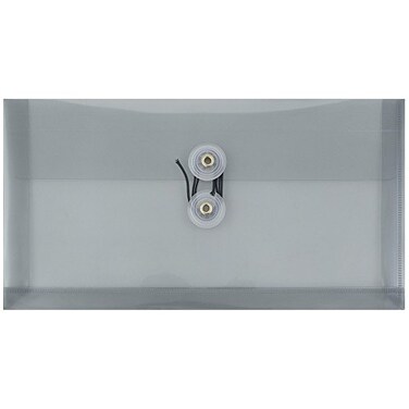JAM Paper JAM PAPER Plastic Envelopes with Button String Tie Closure 10 Business Booklet 5 14 x 10 Smoke Gray 12Pack
