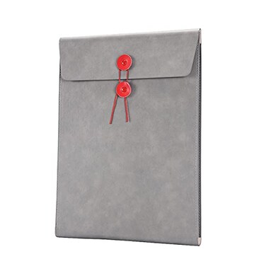 enyuwlcm Enyuwlcm PU Leather A4 File Folder Document Holder Filing Envelope Project File Portfolio with String Tie Closure 34 Inch Expansion Gray