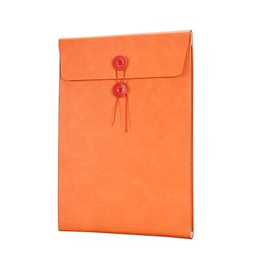 enyuwlcm Enyuwlcm PU Leather A4 File Folder Document Holder Filing Envelope Project File Portfolio with String Tie Closure 34 Inch Expansion Orange