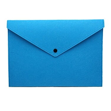 ERCENTURY Felt File Folder Durable Briefcase Document Bag Paper File Folders Portfolio Case Letter Envelope Handbag Button Closure for Office Home School Stationery Blue