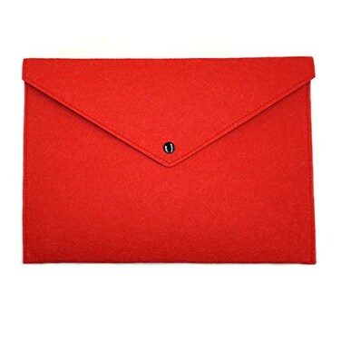 ERCENTURY Felt File Folder Durable Briefcase Document Bag Paper File Folders Portfolio Case Letter Envelope Handbag Button Closure for Office Home School Stationery Red