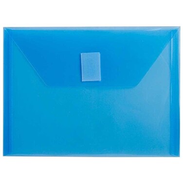 JAM Paper JAM PAPER Plastic Envelopes with Hook Loop Closure Index 5 12 x 7 12 Blue 12Pack
