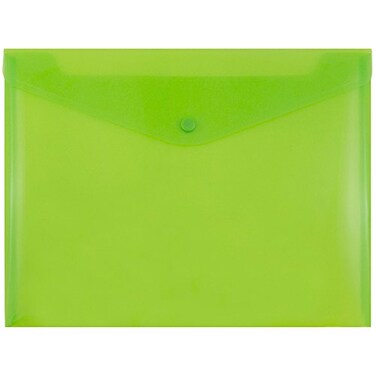 JAM Paper JAM PAPER Plastic Envelopes with Snap Closure Letter Booklet 9 34 x 13 Lime Green 12Pack