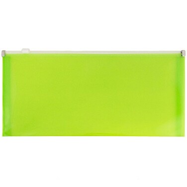 JAM Paper JAM PAPER Plastic Envelopes with Zip Closure 10 Booklet Wallet 4 18 x 9 12 Lime Green 12Pack