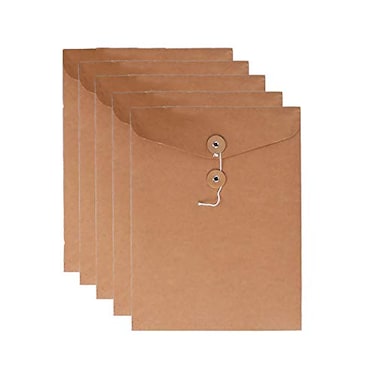 VANRA Kraft String Envelope File Folder Project Pockets File Jacket Document Organizer FlatNo Expansion A4 Letter SizeKraft BrownPack of 5