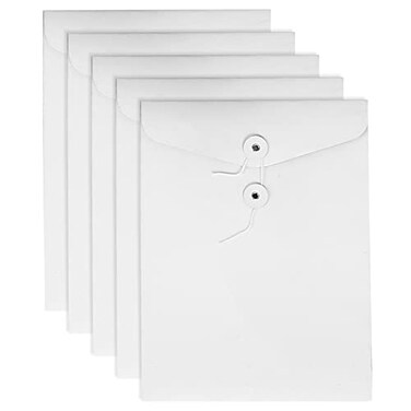 VANRA Kraft String File Folder Filing Envelope Project File Jacket Document Letter Organiser FlatNo Expansion A4 Letter Size White Pack of 5