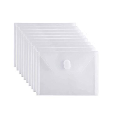 YESSART 5x7 Small Plastic Envelopes Receipt Check Storage File Holder Case 10 Pack Hook Loop Closure clear10 Pack