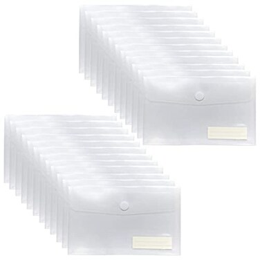 YoeeJob Plastic Envelopes with Hook Loop Closure 6x10 Receipt Envelope Money Cash Coupon Organization with Label Pocket 24 Packs