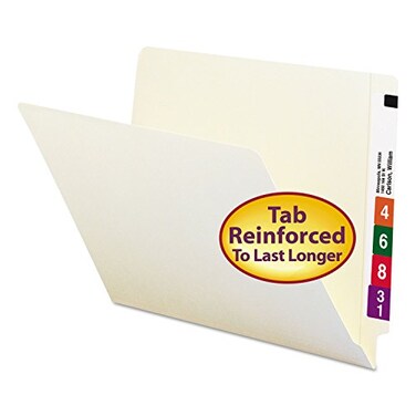 SMEAD Smead End Tab File Folder ShelfMaster Reinforced StraightCut Tab Letter Size Manila 100 per Box 24109
