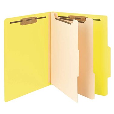 SMEAD Smead Classification File Folder 2 Expansion 25Cut Tab Letter Size 10 per Box 2 Dividers Yellow