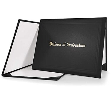 GradClassical Imprinted Diploma Cover 85x 11 Smooth Certificate Holder Black